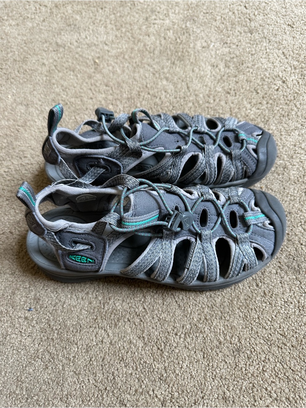 Keen Gray Sandal with Teal Accents